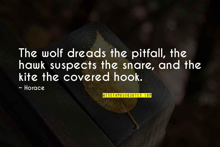 Covered Quotes By Horace: The wolf dreads the pitfall, the hawk suspects