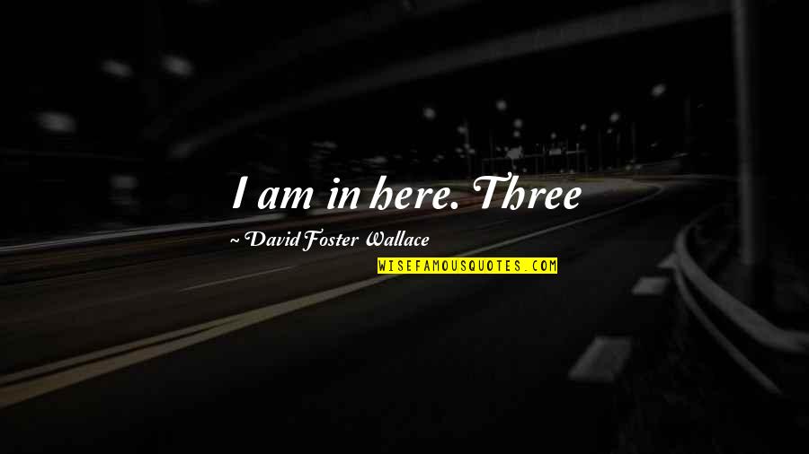 Covering Yourself Quotes By David Foster Wallace: I am in here. Three