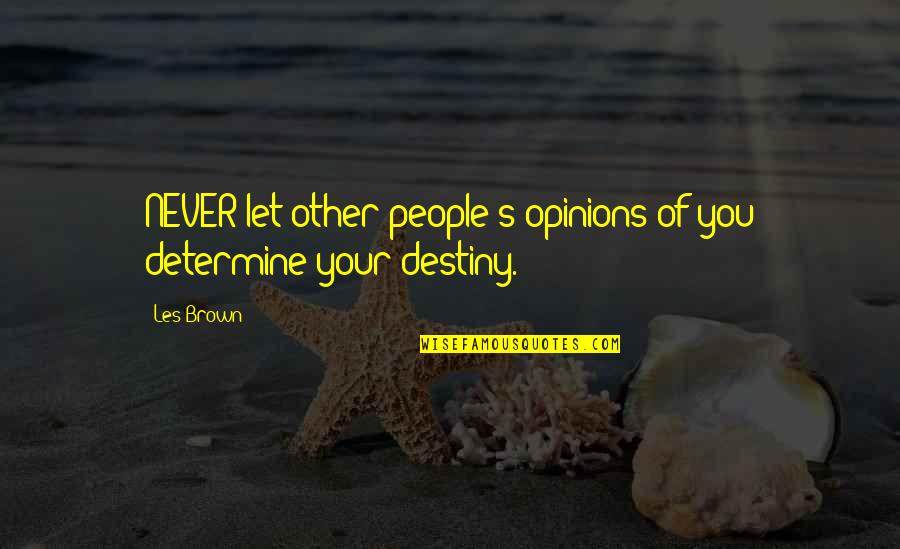 Covertly Kiss Quotes By Les Brown: NEVER let other people's opinions of you determine