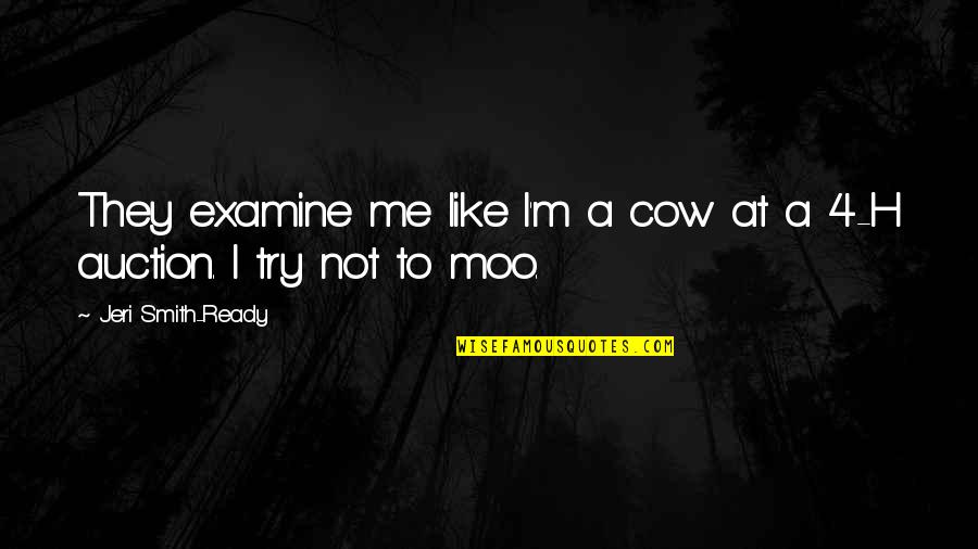 Cow Moo Quotes By Jeri Smith-Ready: They examine me like I'm a cow at Cow Moo Quotes By Jeri Smith-Ready: They examine me like I'm a cow at