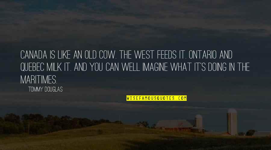 Cow Quotes By Tommy Douglas: Canada is like an old cow. The West