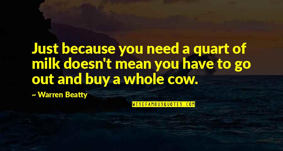 Cow Quotes By Warren Beatty: Just because you need a quart of milk