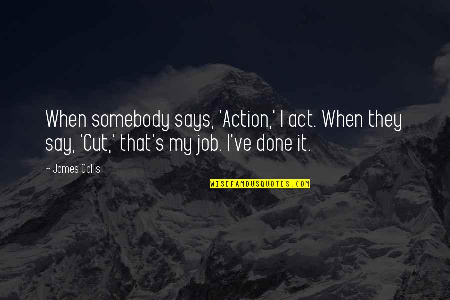 Coworkers Being Like Family Quotes By James Callis: When somebody says, 'Action,' I act. When they