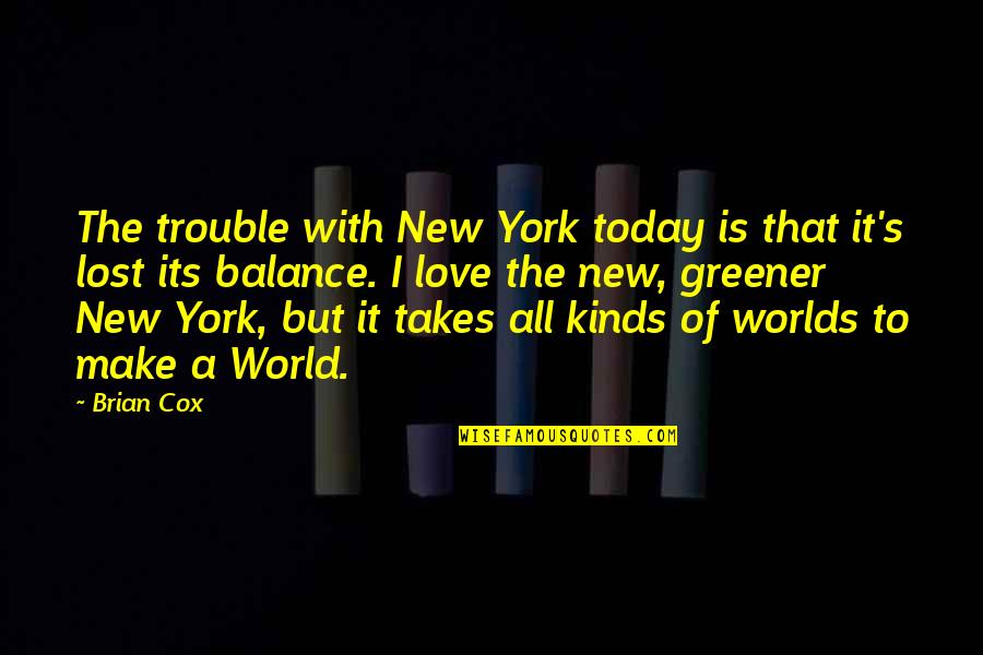 Cox's Quotes By Brian Cox: The trouble with New York today is that