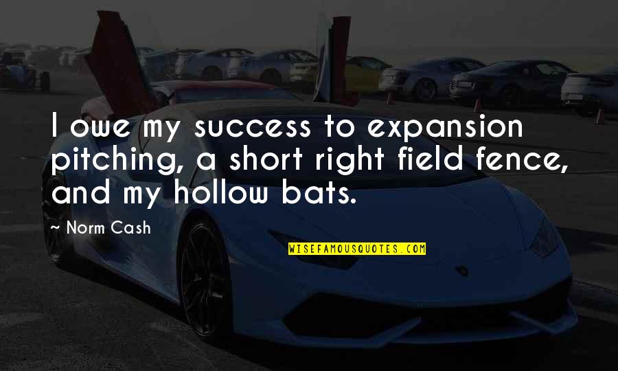 Cozidas Quotes By Norm Cash: I owe my success to expansion pitching, a