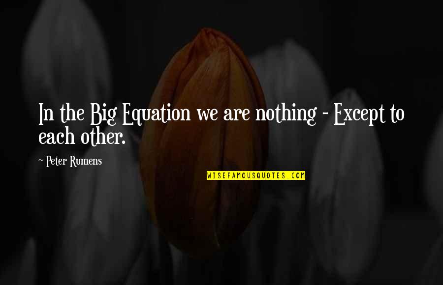Cozidas Quotes By Peter Rumens: In the Big Equation we are nothing -
