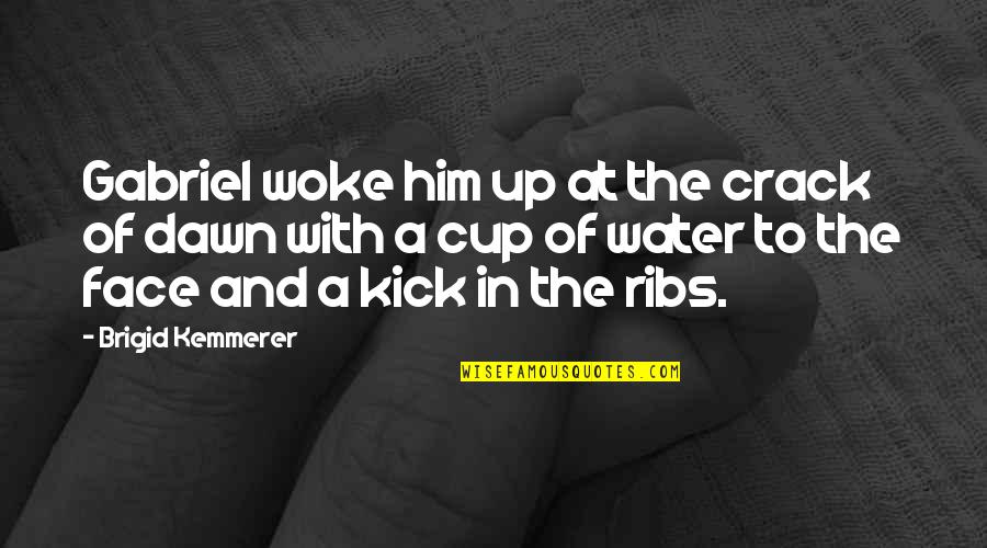 Crack Up Quotes By Brigid Kemmerer: Gabriel woke him up at the crack of