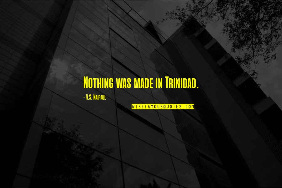 Craft Projects Quotes By V.S. Naipaul: Nothing was made in Trinidad.