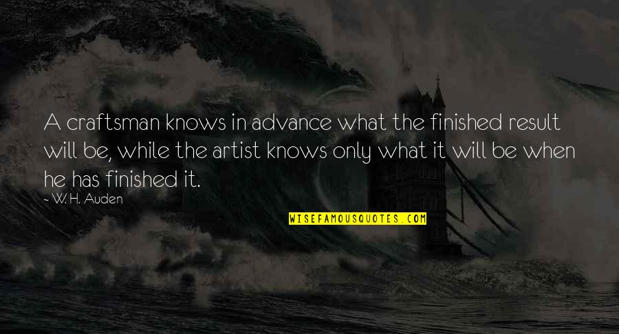 Craftsman's Quotes By W. H. Auden: A craftsman knows in advance what the finished
