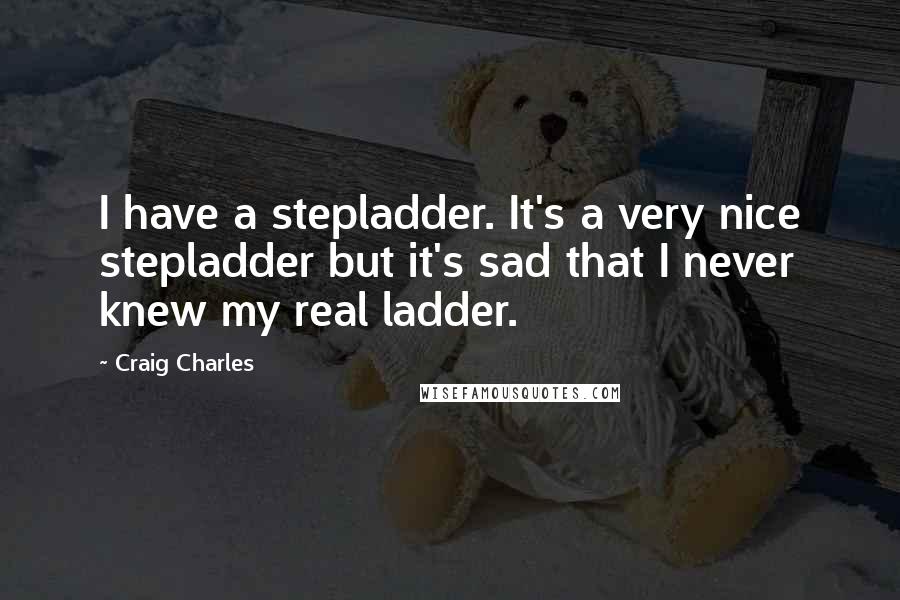 Craig Charles quotes: I have a stepladder. It's a very nice stepladder but it's sad that I never knew my real ladder.