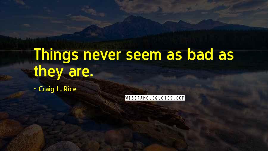 Craig L. Rice quotes: Things never seem as bad as they are.