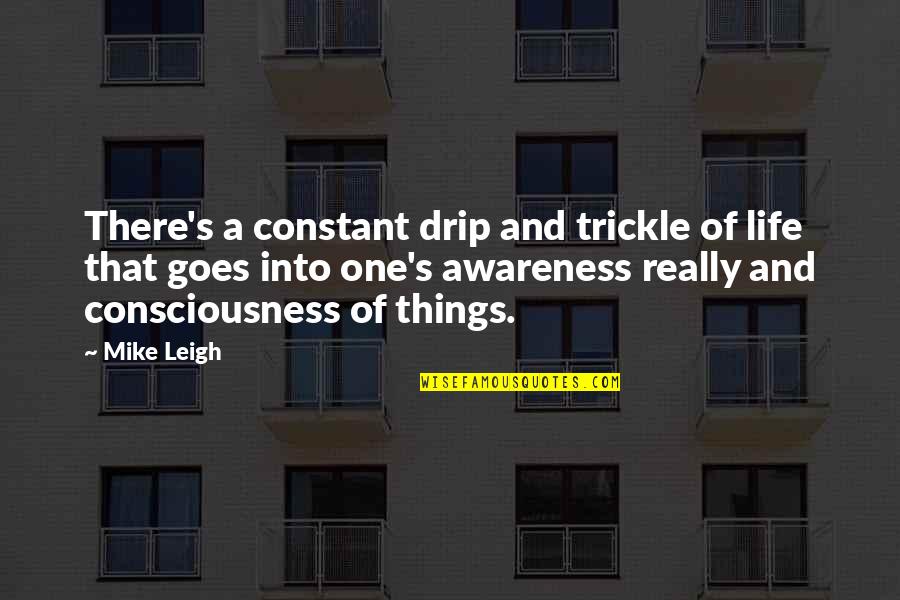 Crandles Song Quotes By Mike Leigh: There's a constant drip and trickle of life Crandles Song Quotes By Mike Leigh: There's a constant drip and trickle of life