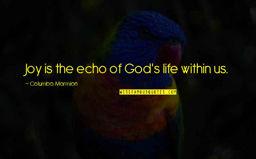 Crapshooters Entreaty Quotes By Columba Marmion: Joy is the echo of God's life within Crapshooters Entreaty Quotes By Columba Marmion: Joy is the echo of God's life within
