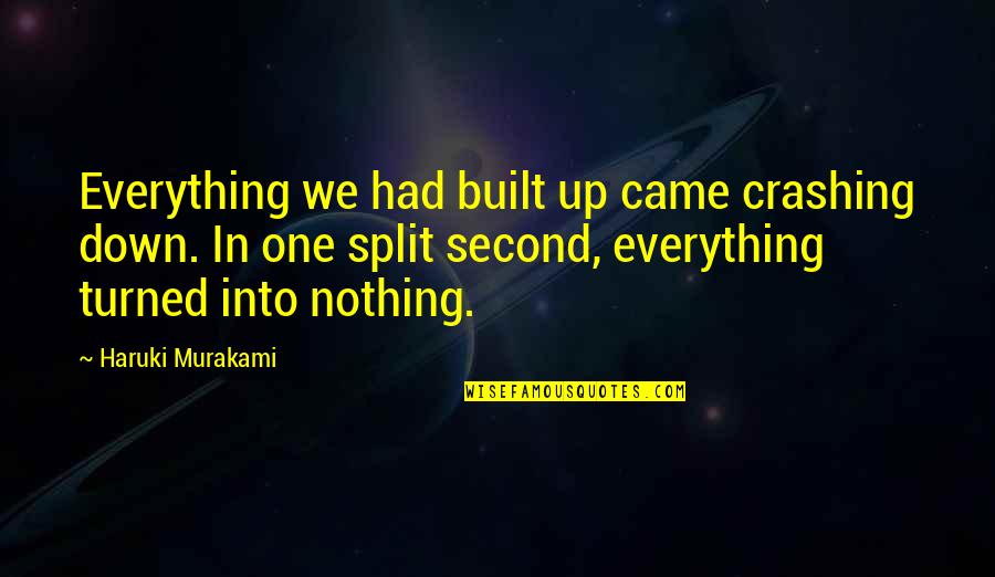 Crashing Quotes By Haruki Murakami: Everything we had built up came crashing down.