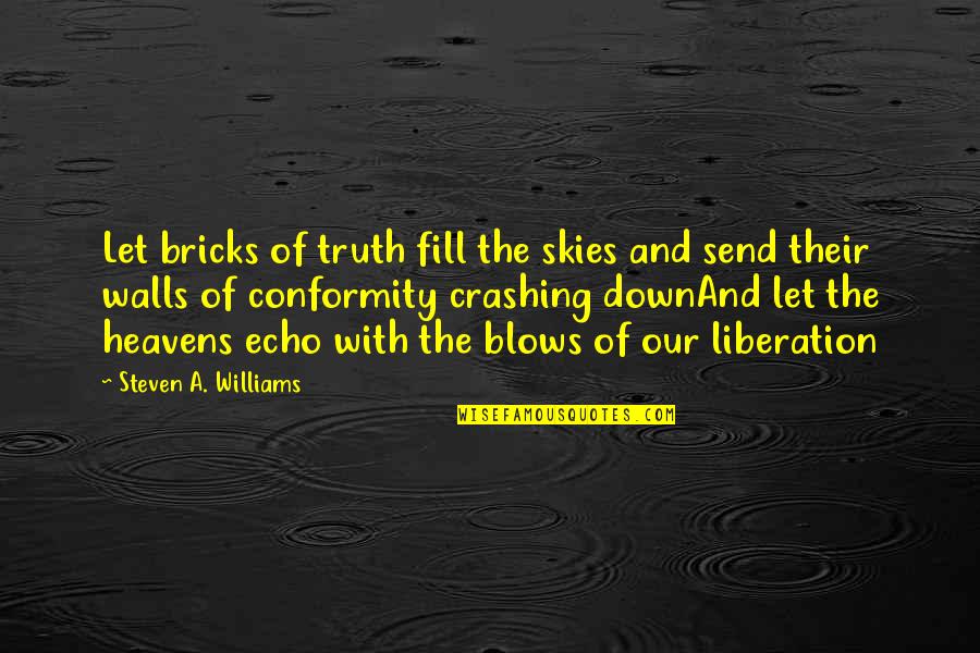 Crashing Quotes By Steven A. Williams: Let bricks of truth fill the skies and