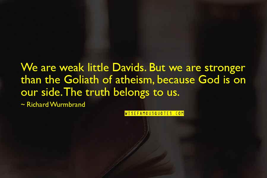 Crassostrea Quotes By Richard Wurmbrand: We are weak little Davids. But we are Crassostrea Quotes By Richard Wurmbrand: We are weak little Davids. But we are