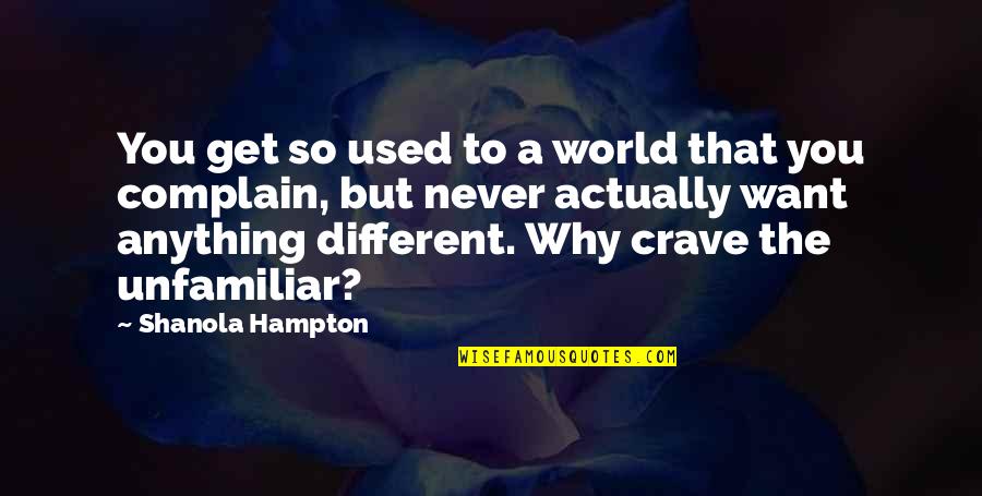Crave Quotes By Shanola Hampton: You get so used to a world that