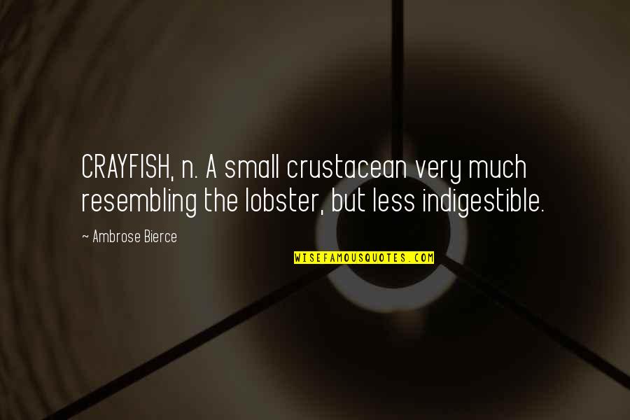 Crayfish Quotes By Ambrose Bierce: CRAYFISH, n. A small crustacean very much resembling