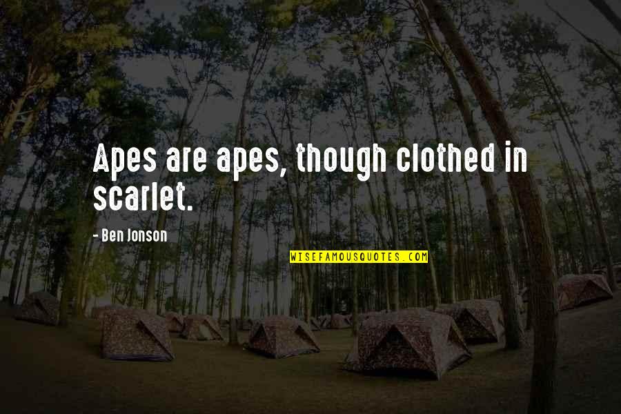 Craysounds Quotes By Ben Jonson: Apes are apes, though clothed in scarlet. Craysounds Quotes By Ben Jonson: Apes are apes, though clothed in scarlet.