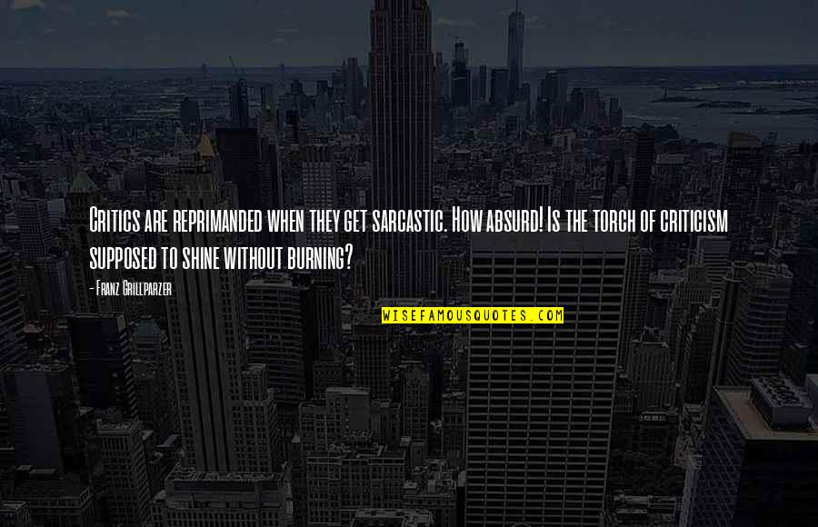 Craziest Funny Quotes By Franz Grillparzer: Critics are reprimanded when they get sarcastic. How