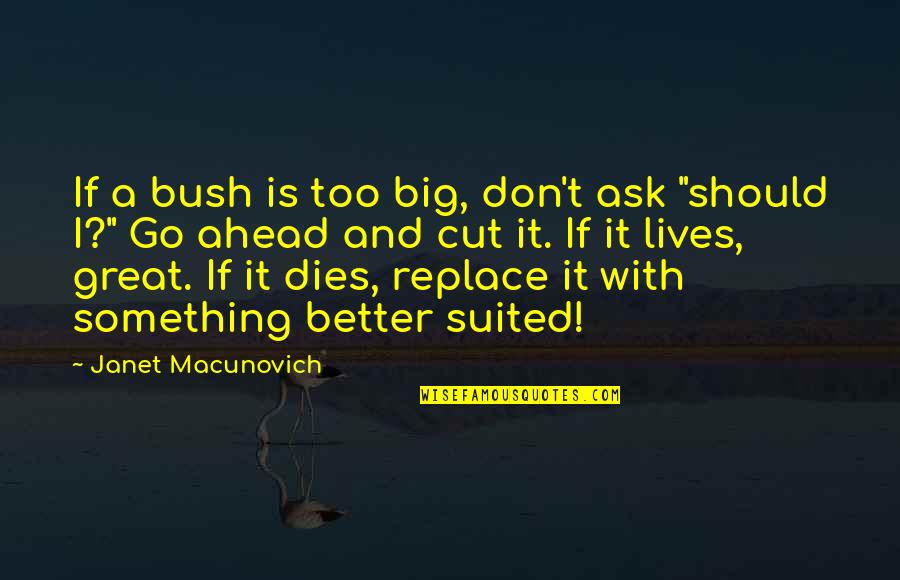 Craziness Times With Friends Quotes By Janet Macunovich: If a bush is too big, don't ask Craziness Times With Friends Quotes By Janet Macunovich: If a bush is too big, don't ask