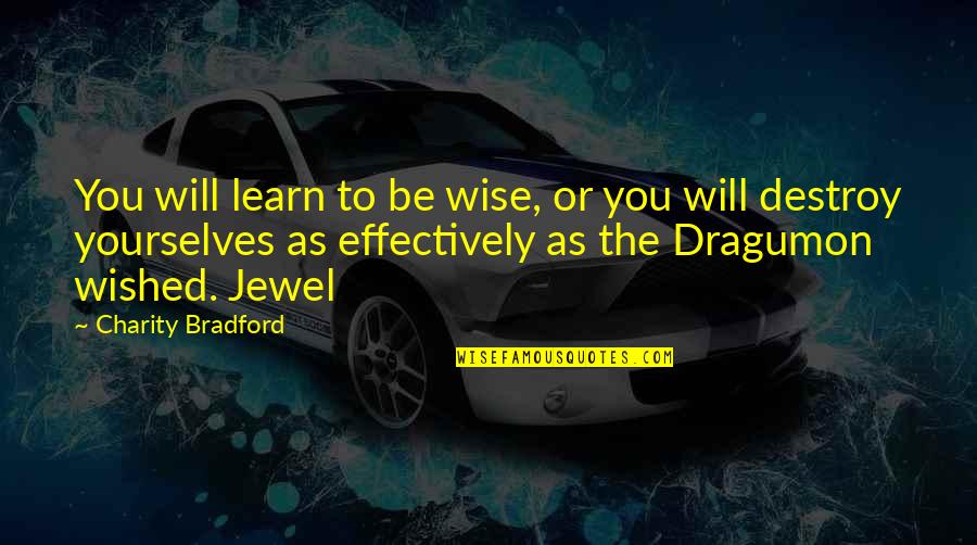 Crazy 88 Quotes By Charity Bradford: You will learn to be wise, or you