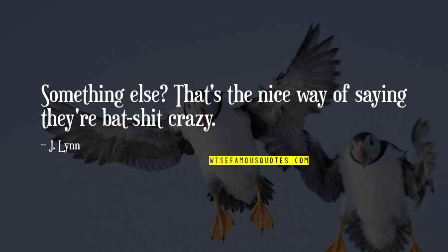 Crazy But Nice Quotes By J. Lynn: Something else? That's the nice way of saying