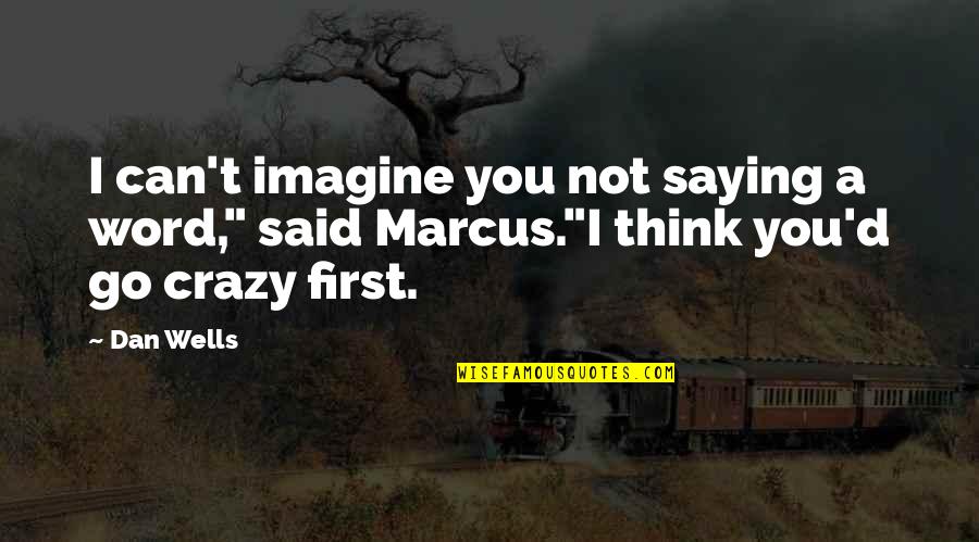 Crazy Crazy Quotes By Dan Wells: I can't imagine you not saying a word,"