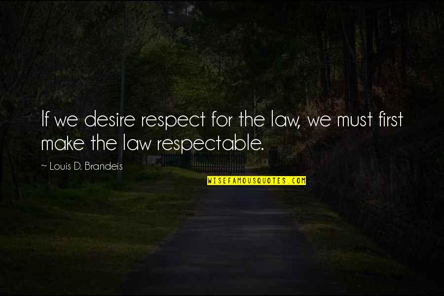 Crazy Psycho Quotes By Louis D. Brandeis: If we desire respect for the law, we