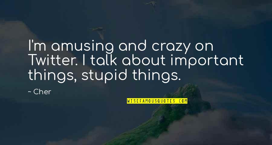 Crazy Stupid Quotes By Cher: I'm amusing and crazy on Twitter. I talk