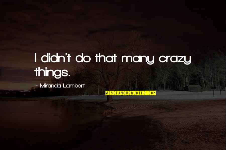 Crazy Things Quotes By Miranda Lambert: I didn't do that many crazy things. Crazy Things Quotes By Miranda Lambert: I didn't do that many crazy things.