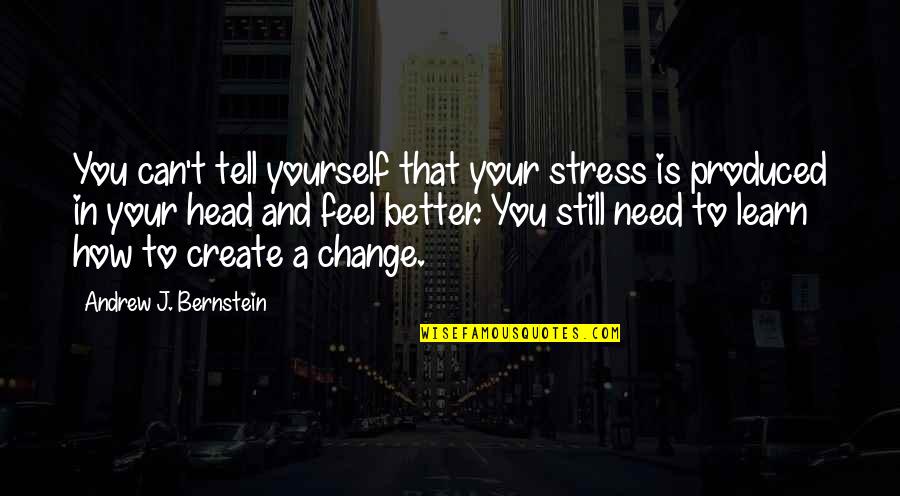Create Change Quotes By Andrew J. Bernstein: You can't tell yourself that your stress is Create Change Quotes By Andrew J. Bernstein: You can't tell yourself that your stress is