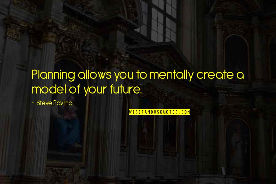 Create Our Future Quotes By Steve Pavlina: Planning allows you to mentally create a model