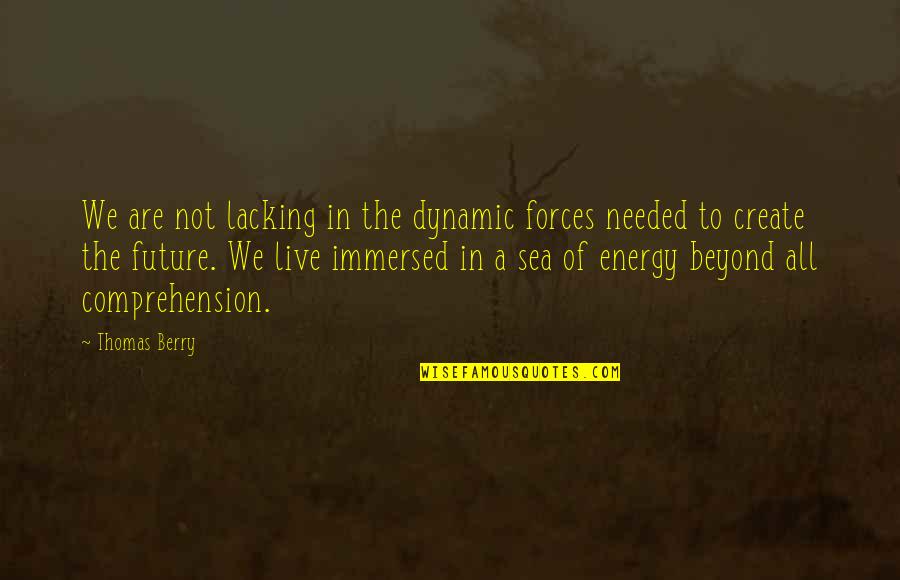 Create Our Future Quotes By Thomas Berry: We are not lacking in the dynamic forces