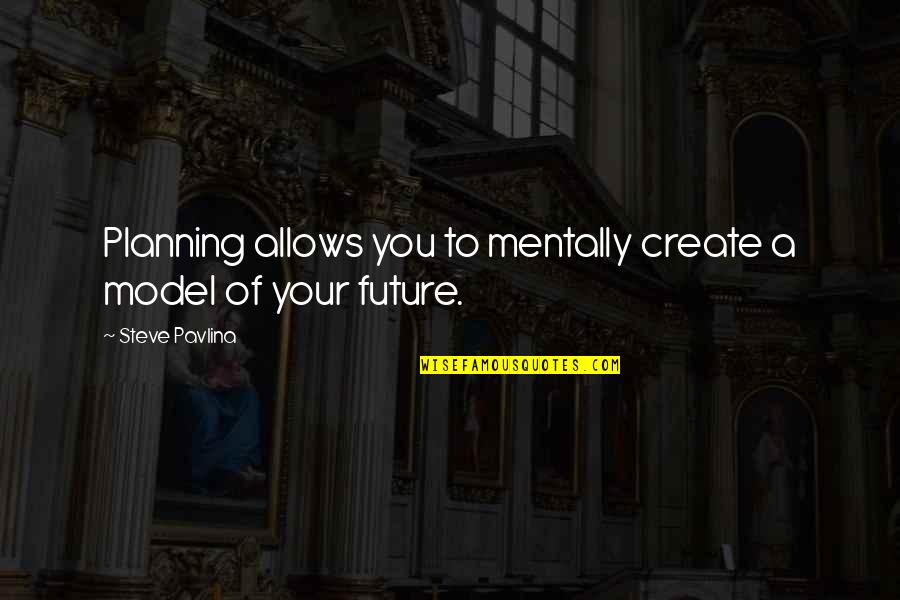 Create You Future Quotes By Steve Pavlina: Planning allows you to mentally create a model