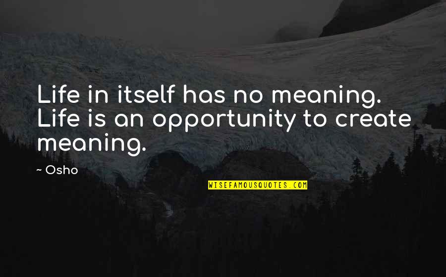 Create Your Opportunity Quotes By Osho: Life in itself has no meaning. Life is