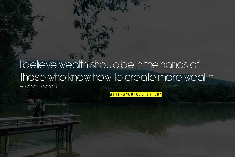 Create Your Own Wealth Quotes By Zong Qinghou: I believe wealth should be in the hands