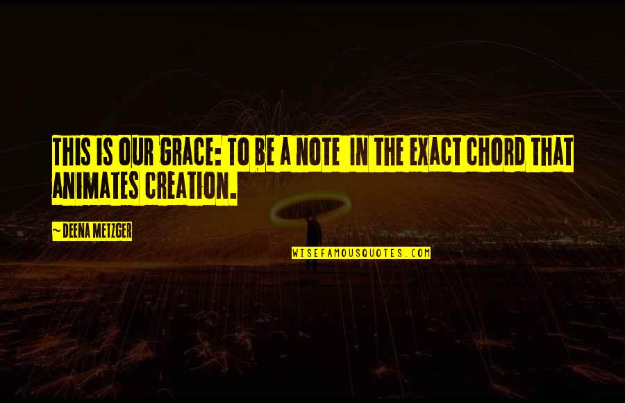 Created By Shakespeare Quotes By Deena Metzger: This is our grace: To be a note