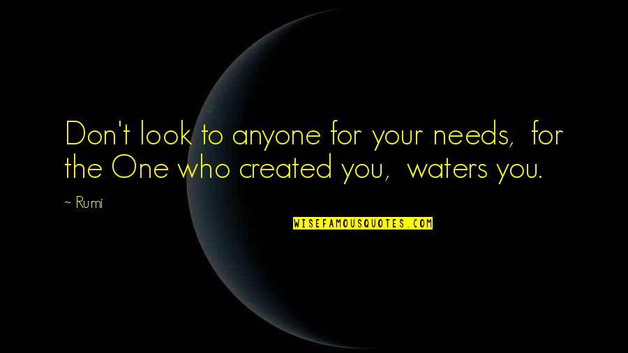 Created Quotes By Rumi: Don't look to anyone for your needs, for