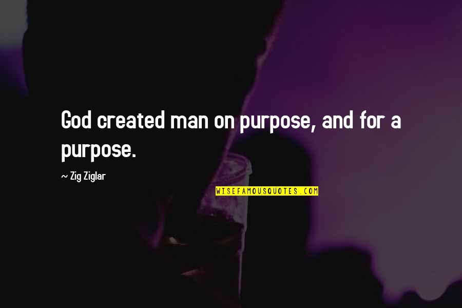 Created Quotes By Zig Ziglar: God created man on purpose, and for a