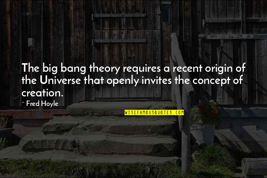 Creation Of The Universe Quotes By Fred Hoyle: The big bang theory requires a recent origin