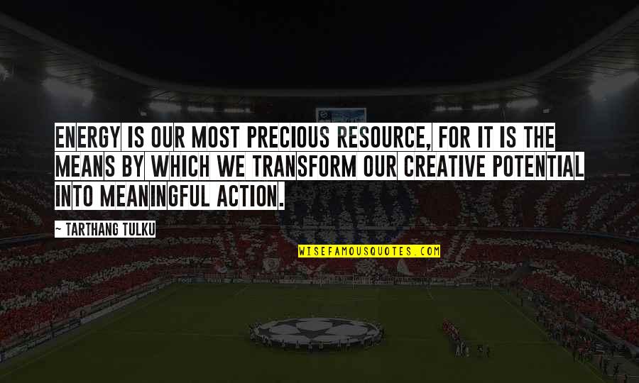 Creative Action Quotes By Tarthang Tulku: Energy is our most precious resource, for it