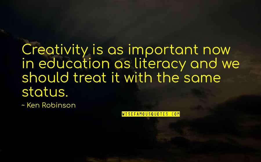 Creative Education Quotes By Ken Robinson: Creativity is as important now in education as