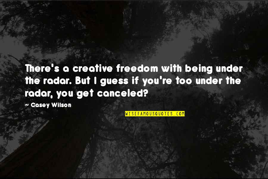 Creative Freedom Quotes By Casey Wilson: There's a creative freedom with being under the