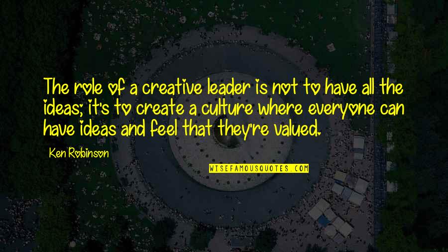 Creative Ideas Quotes By Ken Robinson: The role of a creative leader is not