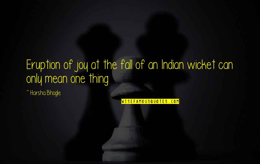 Creative Passion Quotes By Harsha Bhogle: Eruption of joy at the fall of an