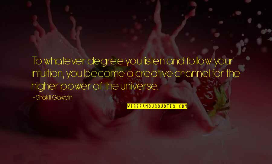 Creative Power Quotes By Shakti Gawain: To whatever degree you listen and follow your Creative Power Quotes By Shakti Gawain: To whatever degree you listen and follow your