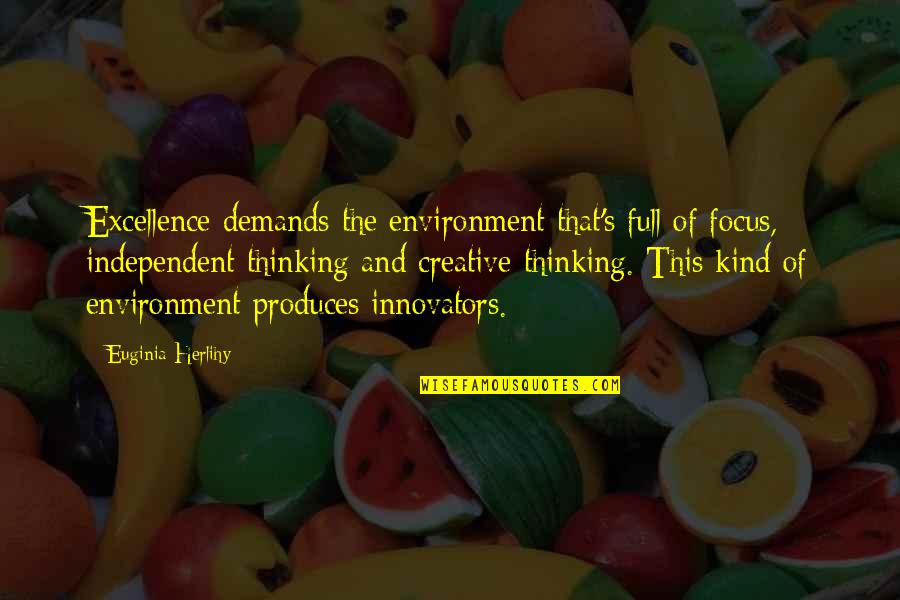 Creative Quotes Quotes By Euginia Herlihy: Excellence demands the environment that's full of focus,