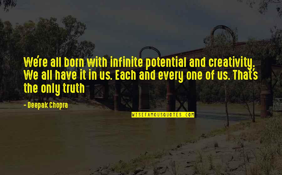 Creativity's Quotes By Deepak Chopra: We're all born with infinite potential and creativity.