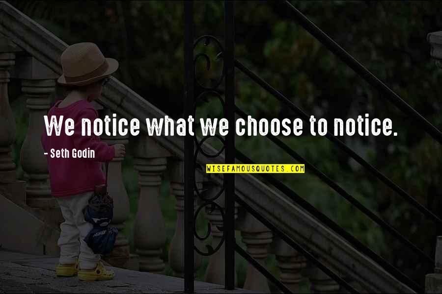 Crebles Quotes By Seth Godin: We notice what we choose to notice.